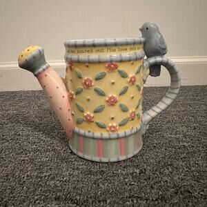 Dicksons Religious Bird Watering Can Mug Pastel Flowers Love
